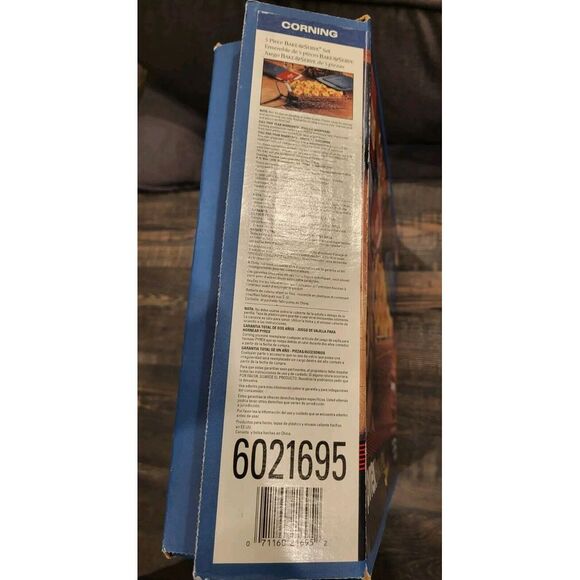 NEW 1998 Pyrex Corning 5 pc Bake and Serve Set Baking Dish 7 X 11 + Lid + Basket - Picture 5 of 9